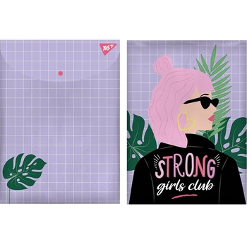 Папка-конверт Yes Strong Girl, A4, с кнопкой (491883) - Pampik