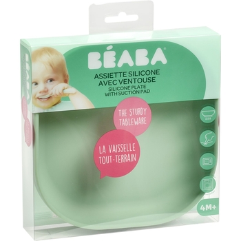 Силіконова тарілка на присосці Beaba Silicone Suction Plate, зелена (913551) - Pampik - 2