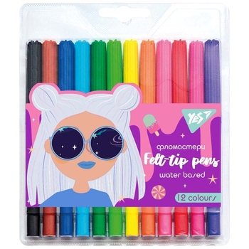 Фломастеры Yes Cosmic girl, 12 цветов (650462) - Pampik