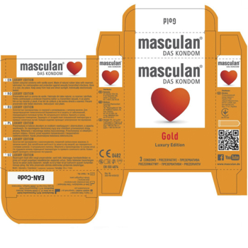 Презервативы Masculan Gold, золотого цвета, 3 шт. - Pampik - 3
