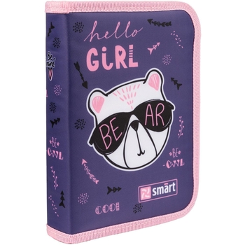 Пенал твердий Smart HP-04 Hello, Girl, 13х21х4 см, фіолетовий (533280) - Pampik