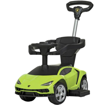 Машинка-толокар Bambi M 3726-5 2 в 1, с родительской ручкой, зеленая (25691) - Pampik