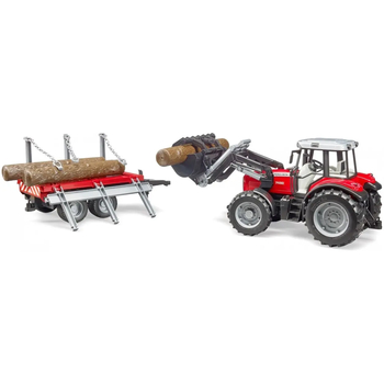 Трактор Bruder Massey Ferguson с погрузчиком и лесным прицепом 1:16 (02046) - Pampik - 2