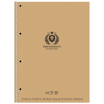 Колледж-блок Student, А4, в клеточку, спираль, 80 л., University international, бежевый (A4-CC-080-6503K) - Pampik