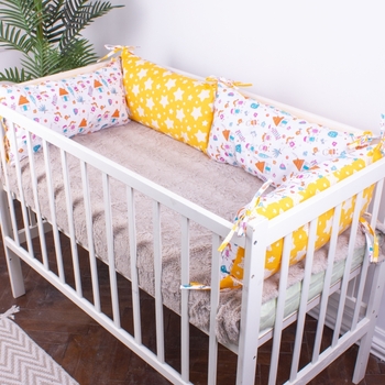 Захисна подушка-борт MirSon Kids Time 18-0002 Sweet Home, біла, 4 шт. - Pampik