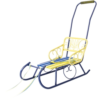 Санки Vitan Смерека Патриот со спинкой, ручкой и цветной планкой (2030118) - Pampik