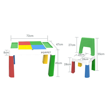 Комплект Poppet Столик Color Green 5 в 1 + Стул + Подушка на стул + Набор фломастеров (PP-002G-G) - Pampik - 8