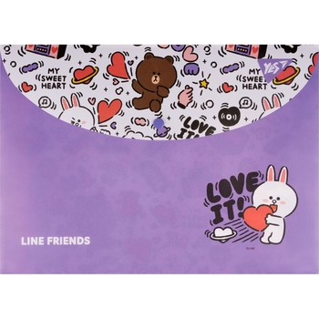 Папка-конверт Yes Line Friends, A4, с кнопкой (492193) - Pampik