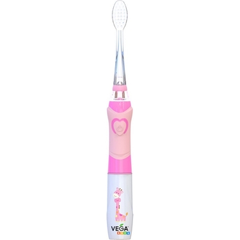 Электрическая детская звуковая зубная щетка Vega Kids VK-400P Light-Up розовая - Pampik - 2