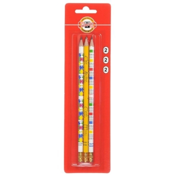 Олівець графітний Koh-i-Noor з гумкою НВ 3 шт. (1231/3/P) - Pampik