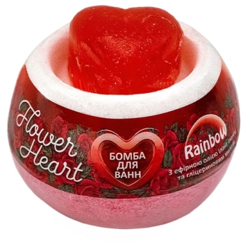 Бомбочка для ванни Rainbow Flower Heart з фігурним милом, 150 г - Pampik