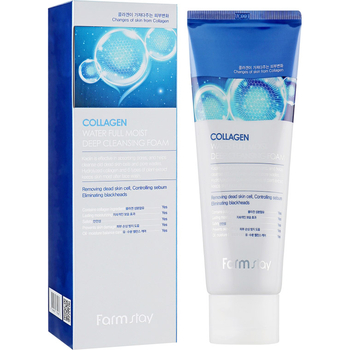 Пінка для вмивання FarmStay Collagen Water Full Moist Deep Cleansing Foam, з колагеном, 180 мл - Pampik - 2