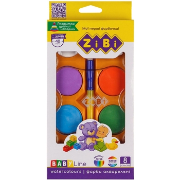 Краски акварельные Zibi Baby Line Jumbo с кистью 8 цветов (ZB.6580) - Pampik