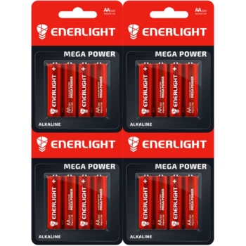 Батарейки Enerlight Mega Power AA, 16 шт. (4 уп. по 4 шт.) - Pampik