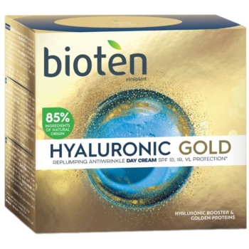 Денний крем для обличчя Bioten Hyaluronic Gold Replumping Antiwrinkle Day Cream SPF 10 проти зморшок 50 мл - Pampik