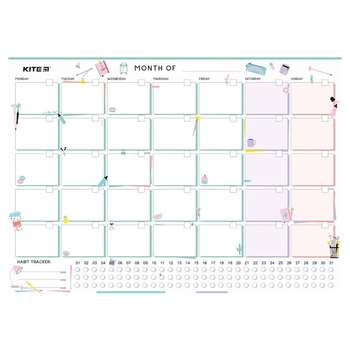 Планер настінний Kite Lady на місяць сухостираємий А3 (K22-470-4) - Pampik