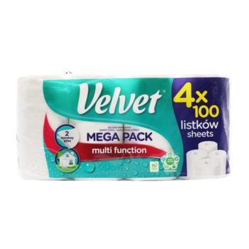 Бумажные полотенца Velvet Mega Pack, 4 рулона - Pampik
