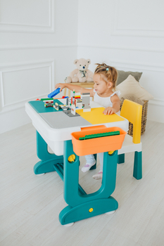 Комплект Poppet Столик Трансформер 6 в 1 + Стілець + Подушка на стілець + Набір фломастерів (PP-004-G) - Pampik - 11