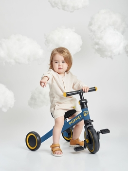 Дитячий триколісний біговел-трансформер Poppet 3 в 1, синьо-жовтий + стікерпак (PP-1702B) - Pampik - 6