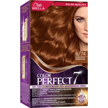 Стойкая крем-краска для волос Wella Color Perfect 6/74 Янтарный темно-русый - Pampik
