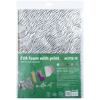 Фоаміран Kite з принтом А4, 5 аркушів, 5 кольорів (K22-434) - Pampik