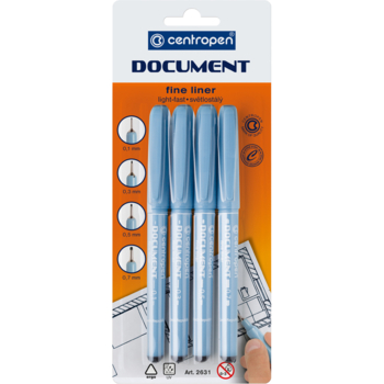 Набір лінерів Centropen Document, 4 шт. (2631/4/BL) - Pampik