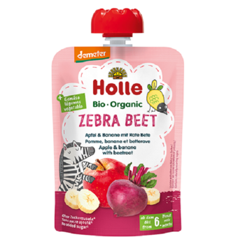Пюре Holle Zebra beet с яблоком, бананом и свеклой, 100 г - Pampik