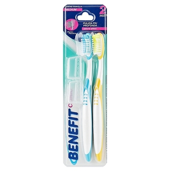 Зубная щетка Benefit Mixed Colours, 2 шт., желтый с синим (BTBMC) - Pampik