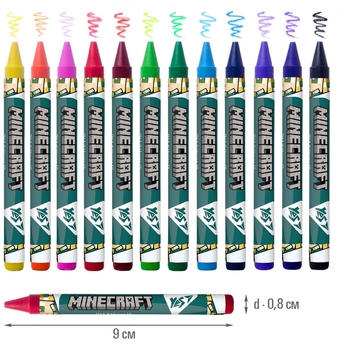 Карандаши Yes Minecraft, восковые, 12 цветов (590142) - Pampik - 3