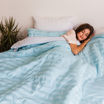 Ковдра бамбукова MirSon Valentino Hand Made №1366, літня, 110x140 см, біло-блакитна - Pampik - 9