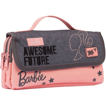 Пенал мягкий Yes PH-2-2 Barbie, 11х20х6 см, серый с розовым (533046) - Pampik