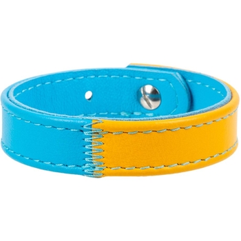 Браслет Waudog Family Colors of freedom, шкіра, 21-23х1,5 см, жовтий з блакитним - Pampik - 2