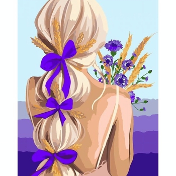 Картина за номерами Santi Дівчина з волошками, 40х50 см (954499) - Pampik