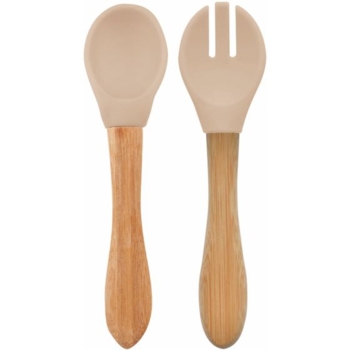 Ложка и вилка MinikOiOi Dig In Bubble Beige, силиконовые (101060060) - Pampik
