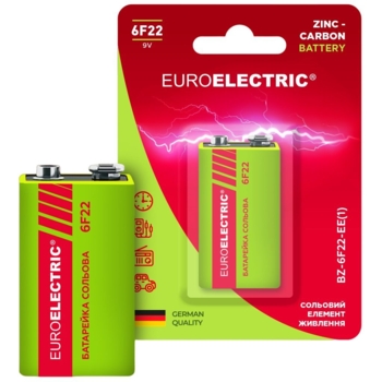 Батарейка Euroelectric 6F22 9V, 1 шт. - Pampik