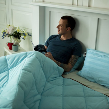 Одеяло бамбуковое MirSon Valentino №0428, зимнее, 110x140 см, голубое - Pampik - 8