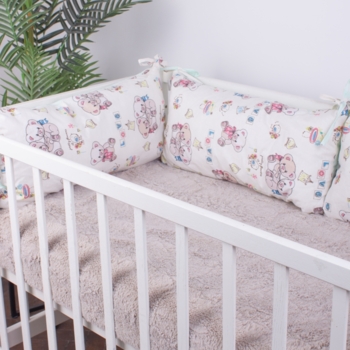 Захисна подушка-борт MirSon Kids Time 18-0005 Kind Bear, біла, 4 шт. - Pampik