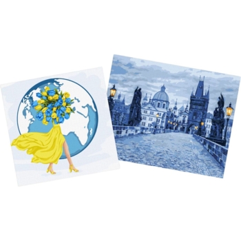 Набір для розпису по номерах Ideyka Таємнича Прага 40х50 см та Разом зі світом 40х40 см (СKHO8179) - Pampik