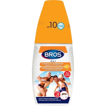 Репелентний засіб Bros 2в1: спрей від комарів + SPF 10+, 50 мл - Pampik