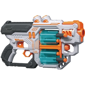 Іграшковий пістолет Fast Pioneer Manual з подвійним барабаном та м'якими набоями 18 шт. білий (BH704) - Pampik