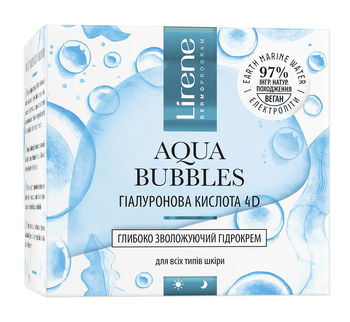 Зволожувальний гідрокрем для обличчя Lirene Aqua Bubbles Hyaluronic Acid 4D Moisturizing Hydrocream 50 мл - Pampik - 2