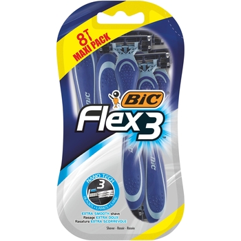 Набор бритв без сменных картриджей BIC Flex3, 6+2 шт. - Pampik