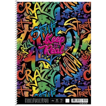 Колледж-блок Student Граффити, А4+, в клеточку, спираль, 80 листов (A4-080-6514K) - Pampik