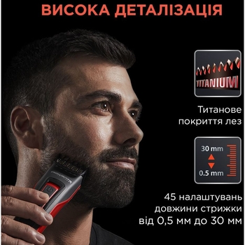 Машинка для підстригання волосся Rowenta червона (TN5241F4) - Pampik - 8