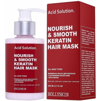 Живильна маска для волосся Hollyskin Acid Solution Nourishing & Smooth Keratin Hair Mask, 200 мл - Pampik