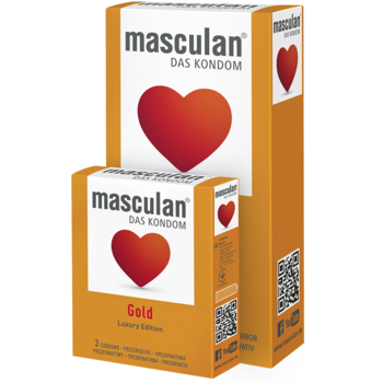 Презервативы Masculan Gold, золотого цвета, 3 шт. - Pampik - 2