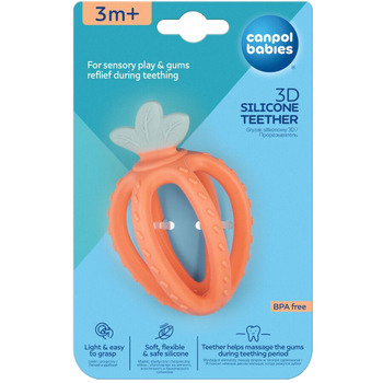 Іграшка-прорізувач Canpol babies 3D Полуничка, помаранчевий (80/400_ora) - Pampik - 3