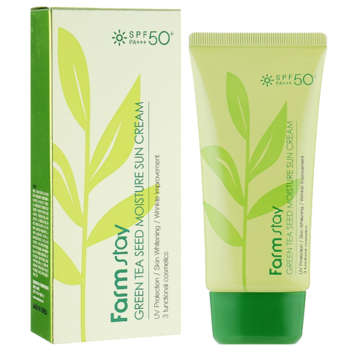 Сонцезахисний крем FarmStay Green Tea Seed Moisture Sun Cream SPF50 Зволожуючий, 70 мл - Pampik