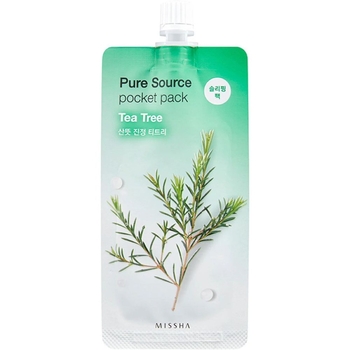Нічна маска для обличчя з екстрактом чайного дерева Missha Pure Source Pocket Pack Tea Tree, 10 мл - Pampik