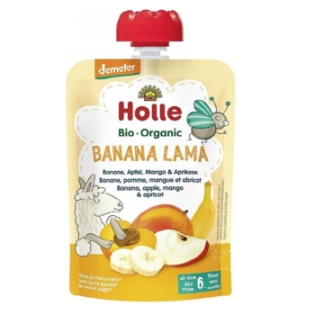 Пюре Holle Banana-Lama с бананом, яблоком, манго и абрикосом, 100 г - Pampik